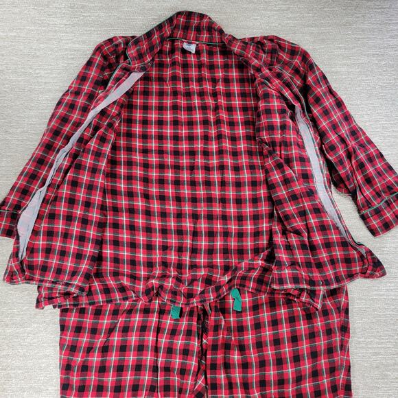 Lands End Flannel Pajamas Womens 3X Red Green Plaid Button Up Christmas Holiday - Picture 1 of 14